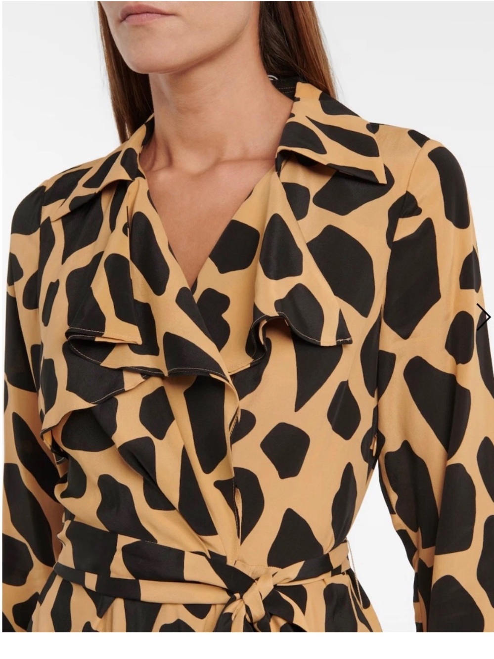 DIANE VON FURSTENBERG Size 10 Eden 
Giraffe Printed Crepe De Chine Wrap Dress - Picture 3 of 7